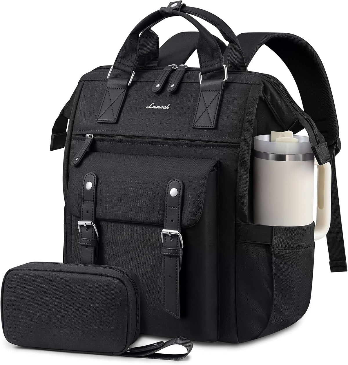 Laptop Backpack for Women with Giant Tumbler Holder Pocket,15.6 inch Waterproof Travel Backpack Purse Computer Laptop Bag
