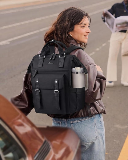 Laptop Backpack for Women with Giant Tumbler Holder Pocket,15.6 inch Waterproof Travel Backpack Purse Computer Laptop Bag