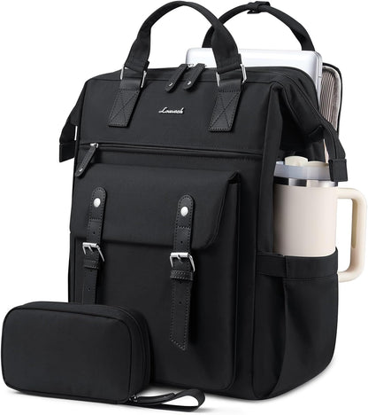 Laptop Backpack for Women with Giant Tumbler Holder Pocket,15.6 inch Waterproof Travel Backpack Purse Computer Laptop Bag