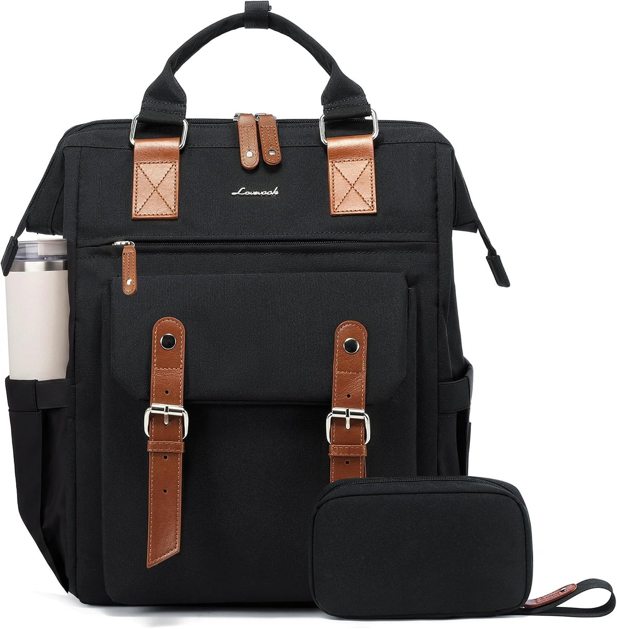 Laptop Backpack for Women with Giant Tumbler Holder Pocket,15.6 inch Waterproof Travel Backpack Purse Computer Laptop Bag