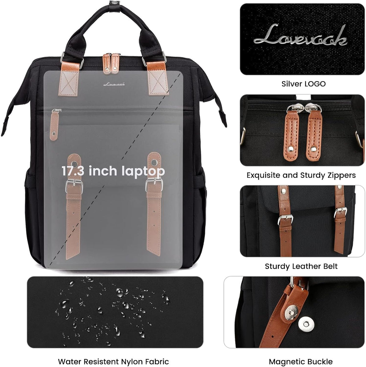 Laptop Backpack for Women with Giant Tumbler Holder Pocket,15.6 inch Waterproof Travel Backpack Purse Computer Laptop Bag