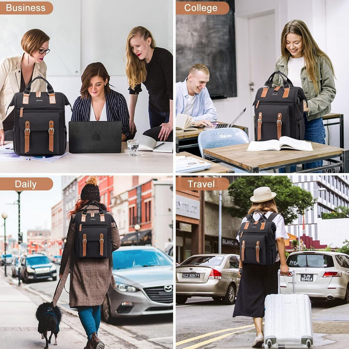 Laptop Backpack for Women with Giant Tumbler Holder Pocket,15.6 inch Waterproof Travel Backpack Purse Computer Laptop Bag