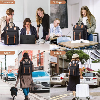 Laptop Backpack for Women with Giant Tumbler Holder Pocket,15.6 inch Waterproof Travel Backpack Purse Computer Laptop Bag