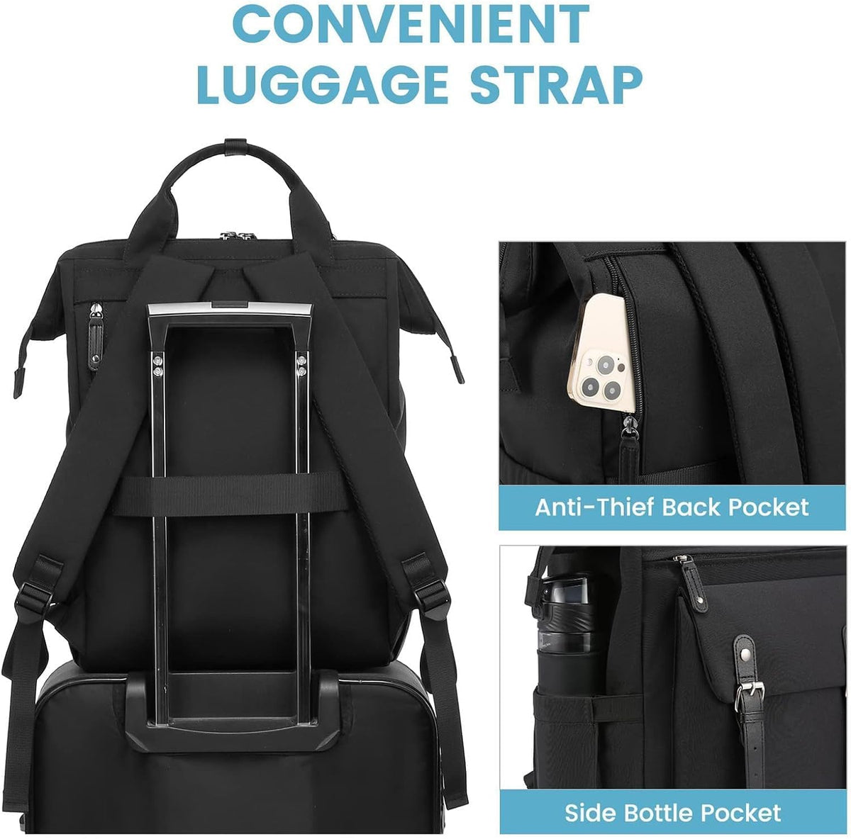 Laptop Backpack for Women with Giant Tumbler Holder Pocket,15.6 inch Waterproof Travel Backpack Purse Computer Laptop Bag