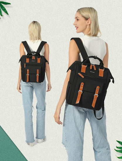 Laptop Backpack for Women with Giant Tumbler Holder Pocket,15.6 inch Waterproof Travel Backpack Purse Computer Laptop Bag