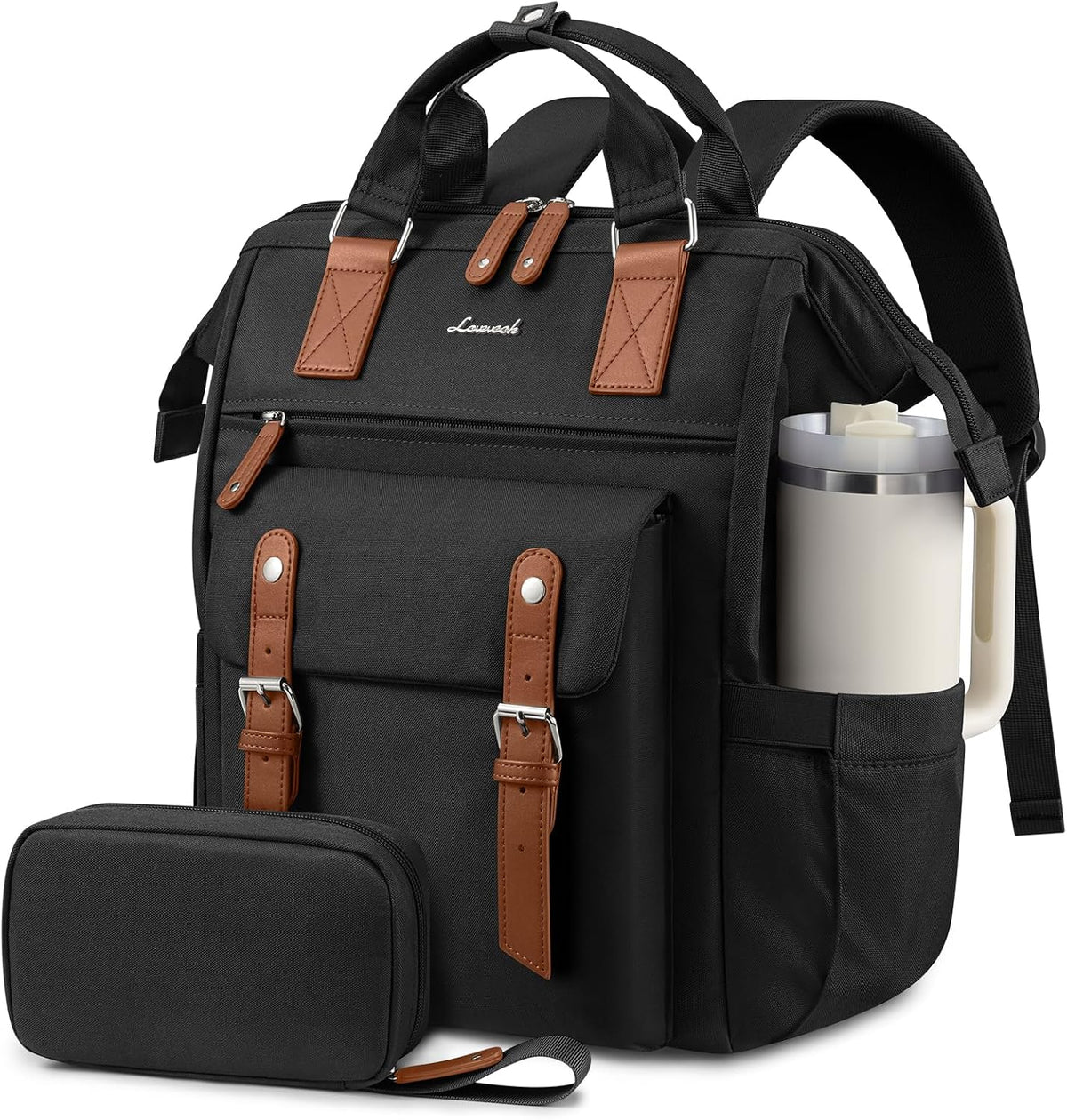 Laptop Backpack for Women with Giant Tumbler Holder Pocket,15.6 inch Waterproof Travel Backpack Purse Computer Laptop Bag