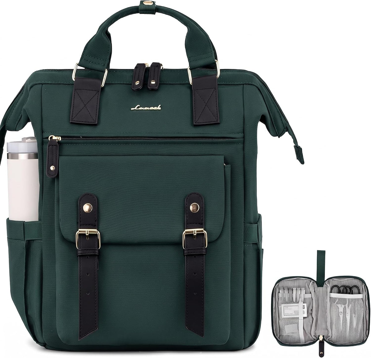 Laptop Backpack for Women with Giant Tumbler Holder Pocket,15.6 inch Waterproof Travel Backpack Purse Computer Laptop Bag