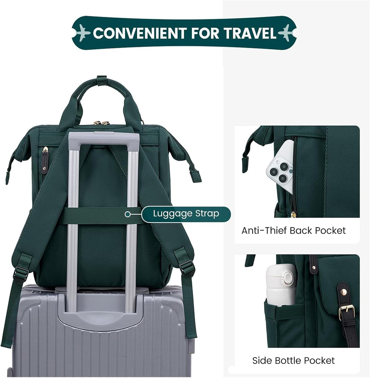 Laptop Backpack for Women with Giant Tumbler Holder Pocket,15.6 inch Waterproof Travel Backpack Purse Computer Laptop Bag