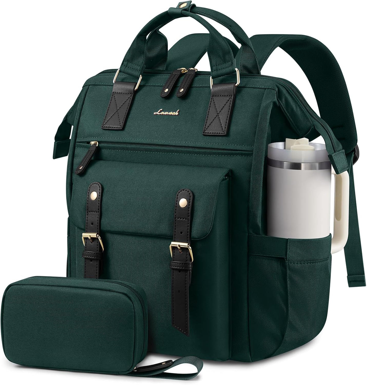 Laptop Backpack for Women with Giant Tumbler Holder Pocket,15.6 inch Waterproof Travel Backpack Purse Computer Laptop Bag