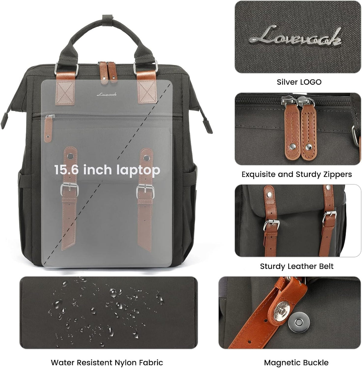 Laptop Backpack for Women with Giant Tumbler Holder Pocket,15.6 inch Waterproof Travel Backpack Purse Computer Laptop Bag