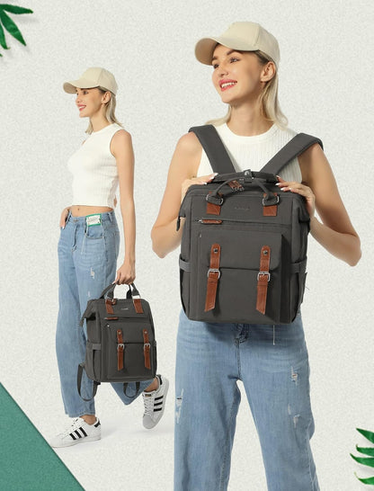 Laptop Backpack for Women with Giant Tumbler Holder Pocket,15.6 inch Waterproof Travel Backpack Purse Computer Laptop Bag
