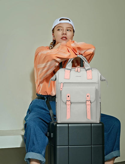 Laptop Backpack for Women with Giant Tumbler Holder Pocket,15.6 inch Waterproof Travel Backpack Purse Computer Laptop Bag