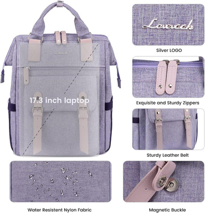 Laptop Backpack for Women with Giant Tumbler Holder Pocket,15.6 inch Waterproof Travel Backpack Purse Computer Laptop Bag
