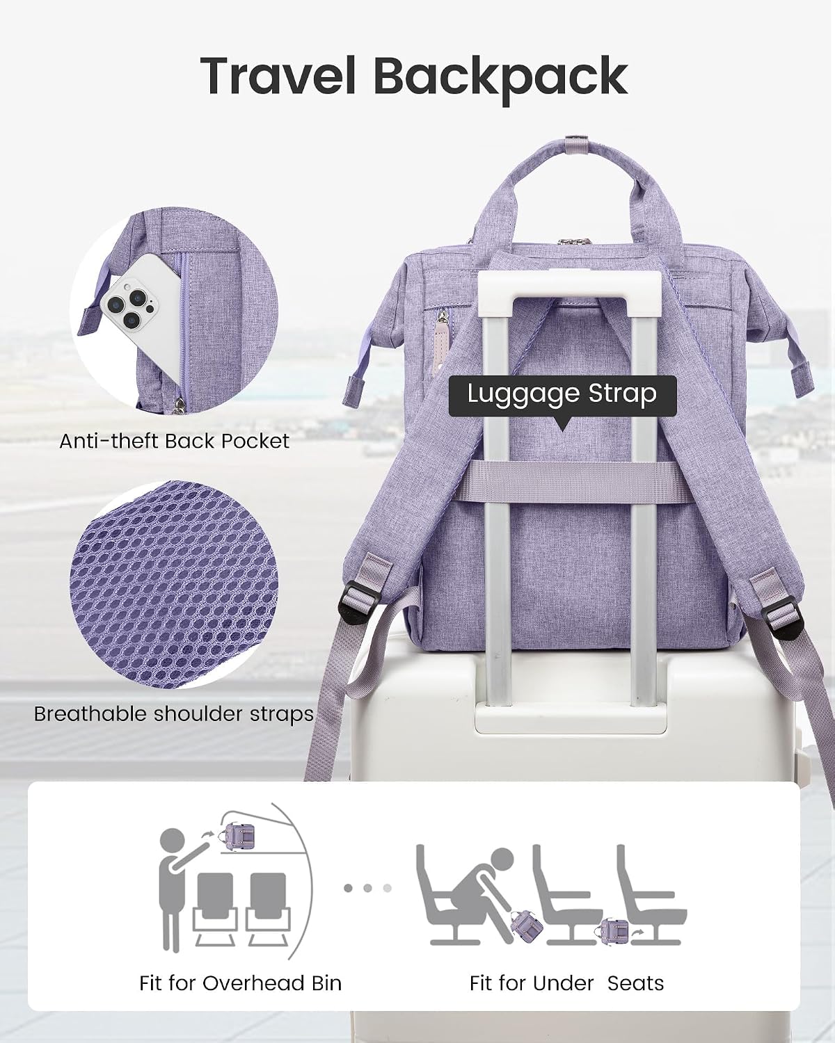 Laptop Backpack for Women with Giant Tumbler Holder Pocket,15.6 inch Waterproof Travel Backpack Purse Computer Laptop Bag