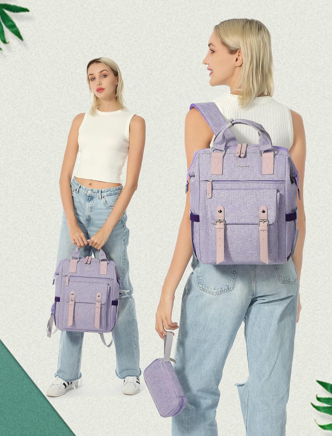 Laptop Backpack for Women with Giant Tumbler Holder Pocket,15.6 inch Waterproof Travel Backpack Purse Computer Laptop Bag