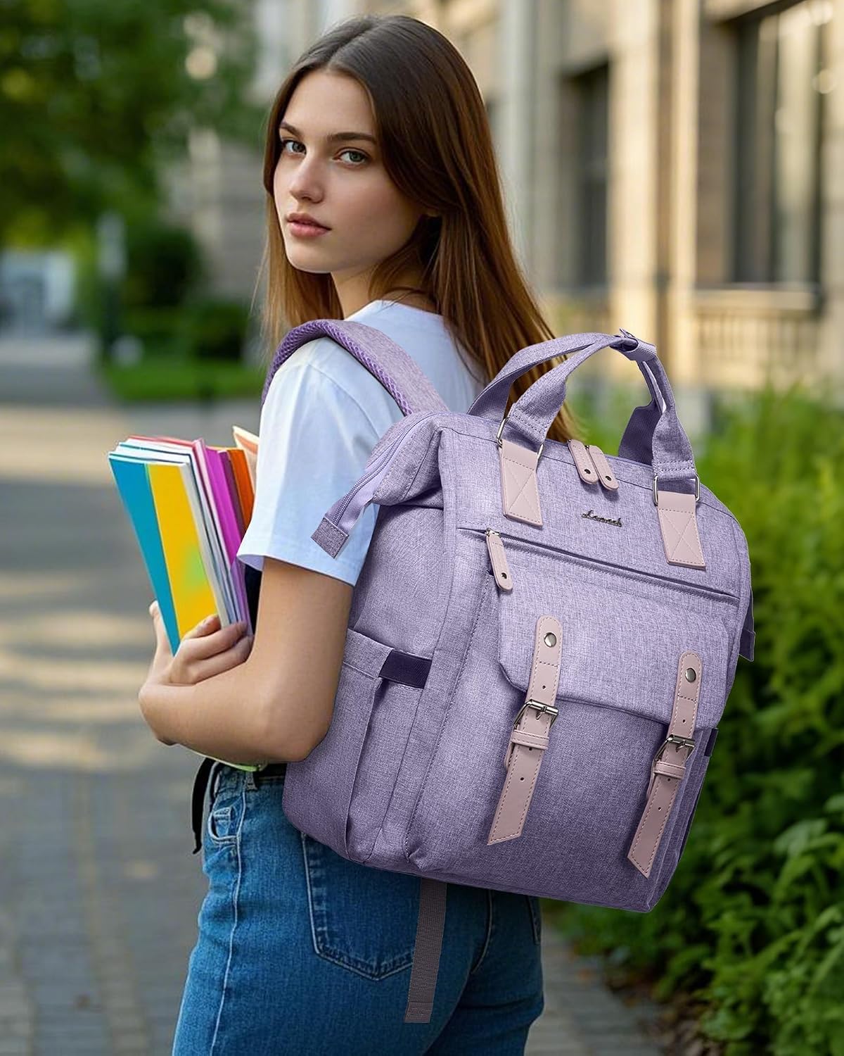Laptop Backpack for Women with Giant Tumbler Holder Pocket,15.6 inch Waterproof Travel Backpack Purse Computer Laptop Bag
