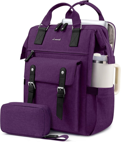 Laptop Backpack for Women with Giant Tumbler Holder Pocket,15.6 inch Waterproof Travel Backpack Purse Computer Laptop Bag