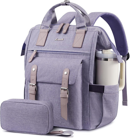 Laptop Backpack for Women with Giant Tumbler Holder Pocket,15.6 inch Waterproof Travel Backpack Purse Computer Laptop Bag