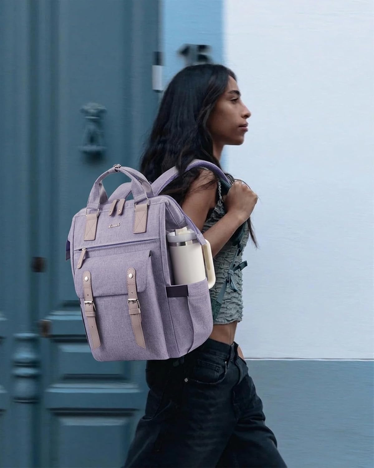 Laptop Backpack for Women with Giant Tumbler Holder Pocket,15.6 inch Waterproof Travel Backpack Purse Computer Laptop Bag