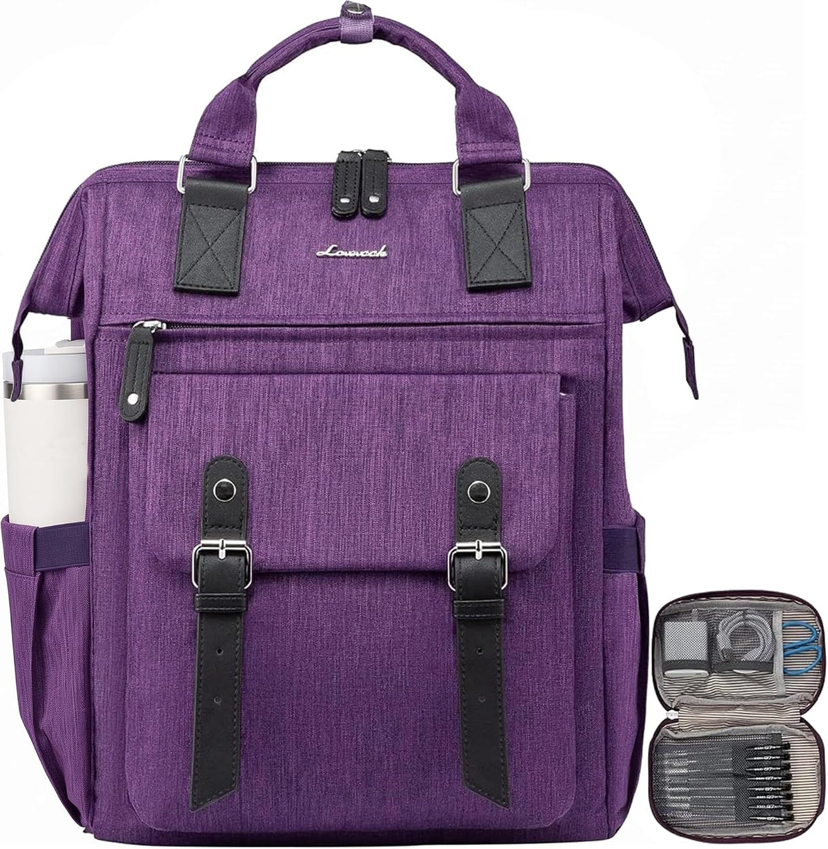 Laptop Backpack for Women with Giant Tumbler Holder Pocket,15.6 inch Waterproof Travel Backpack Purse Computer Laptop Bag