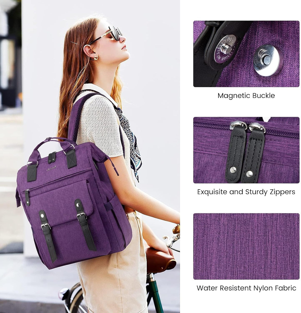 Laptop Backpack for Women with Giant Tumbler Holder Pocket,15.6 inch Waterproof Travel Backpack Purse Computer Laptop Bag