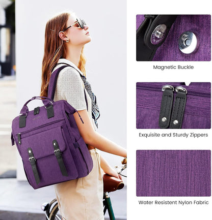 Laptop Backpack for Women with Giant Tumbler Holder Pocket,15.6 inch Waterproof Travel Backpack Purse Computer Laptop Bag