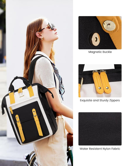 Laptop Backpack for Women with Giant Tumbler Holder Pocket,15.6 inch Waterproof Travel Backpack Purse Computer Laptop Bag
