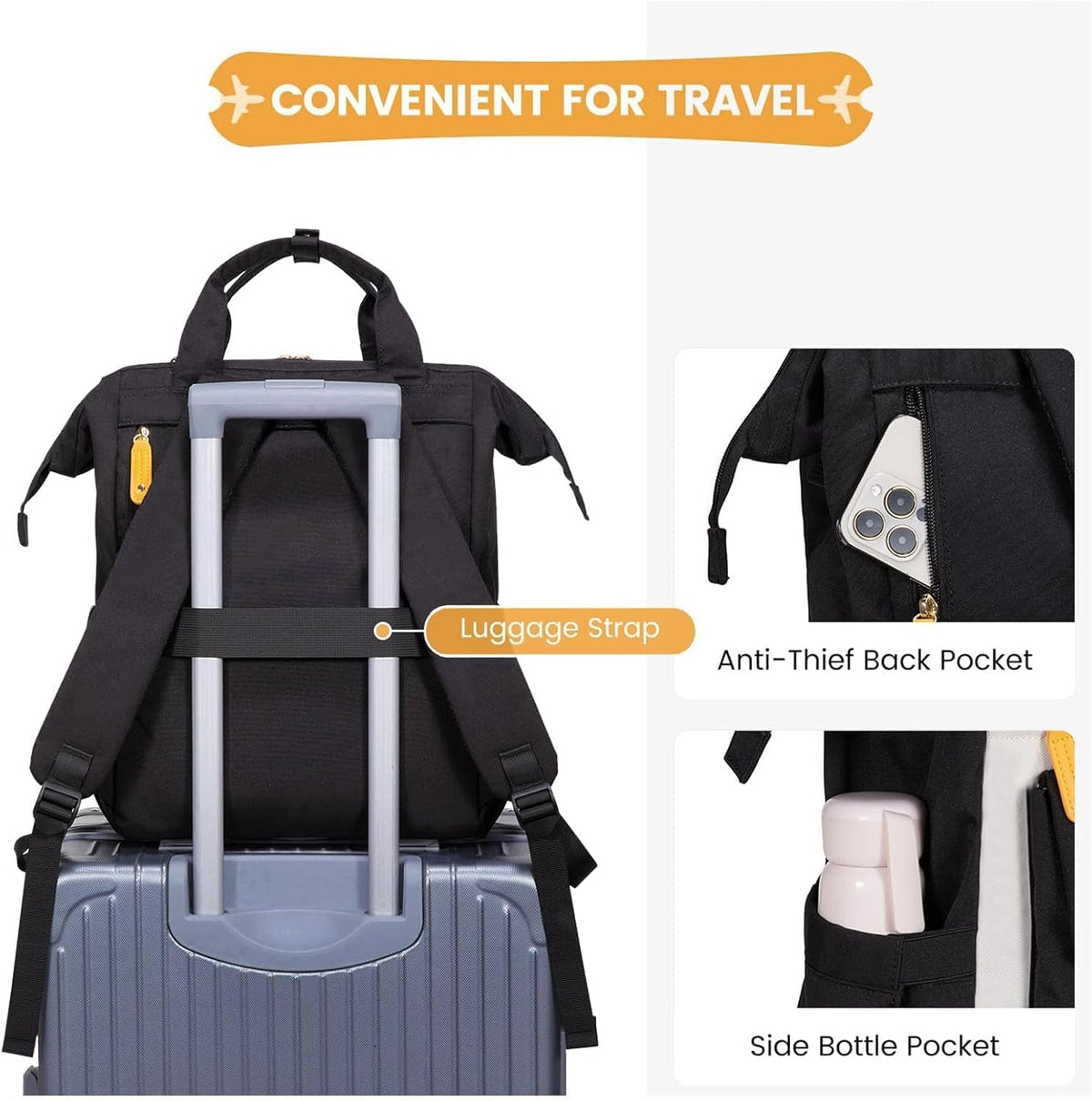 Laptop Backpack for Women with Giant Tumbler Holder Pocket,15.6 inch Waterproof Travel Backpack Purse Computer Laptop Bag