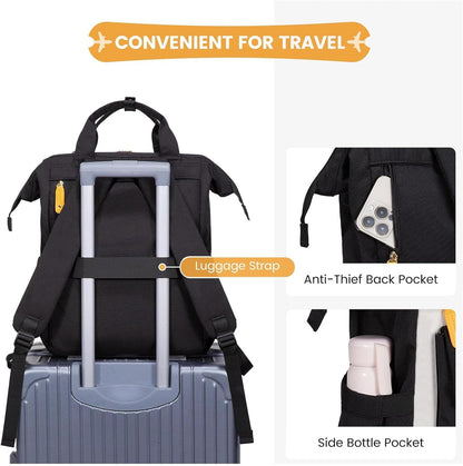 Laptop Backpack for Women with Giant Tumbler Holder Pocket,15.6 inch Waterproof Travel Backpack Purse Computer Laptop Bag