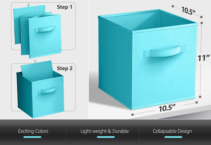 Fabric Storage Cubes, 8 Pack, with Handles (13 Inch, Green)