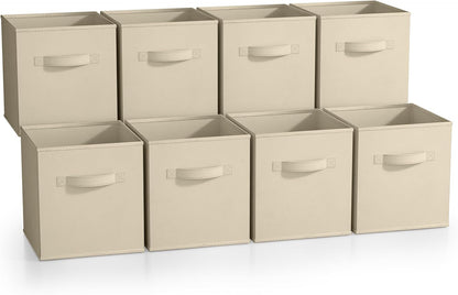 Fabric Storage Cubes, 8 Pack, with Handles (13 Inch, Green)