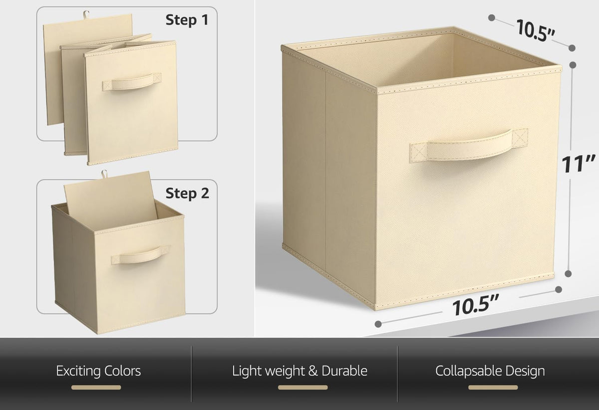 Fabric Storage Cubes, 8 Pack, with Handles (13 Inch, Green)