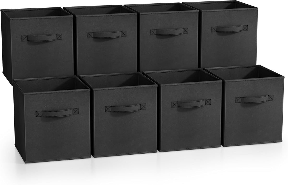 Fabric Storage Cubes, 8 Pack, with Handles (13 Inch, Green)