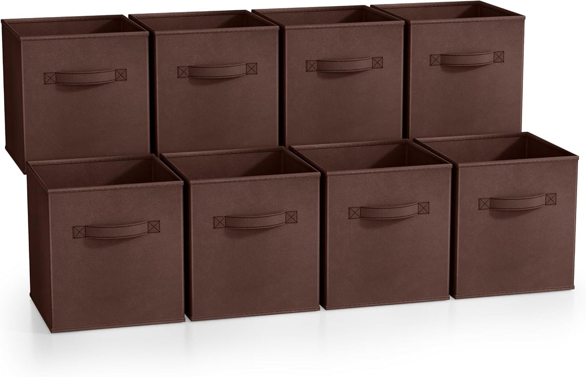 Fabric Storage Cubes, 8 Pack, with Handles (13 Inch, Green)