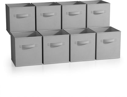 Fabric Storage Cubes, 8 Pack, with Handles (13 Inch, Green)