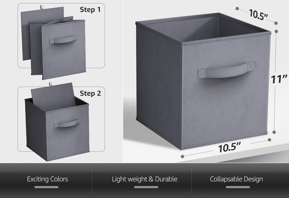 Fabric Storage Cubes, 8 Pack, with Handles (13 Inch, Green)
