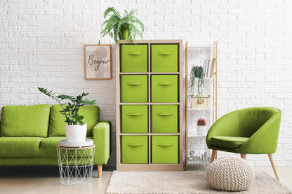 Fabric Storage Cubes, 8 Pack, with Handles (13 Inch, Green)