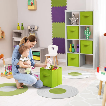 Fabric Storage Cubes, 8 Pack, with Handles (13 Inch, Green)