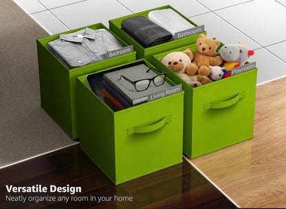 Fabric Storage Cubes, 8 Pack, with Handles (13 Inch, Green)