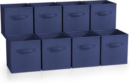 Fabric Storage Cubes, 8 Pack, with Handles (13 Inch, Green)