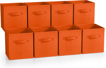 Fabric Storage Cubes, 8 Pack, with Handles (13 Inch, Green)