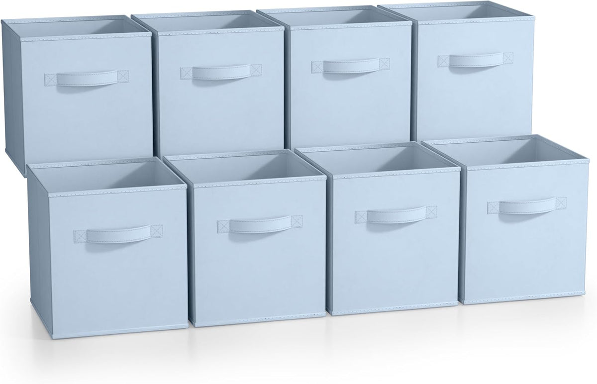 Fabric Storage Cubes, 8 Pack, with Handles (13 Inch, Green)