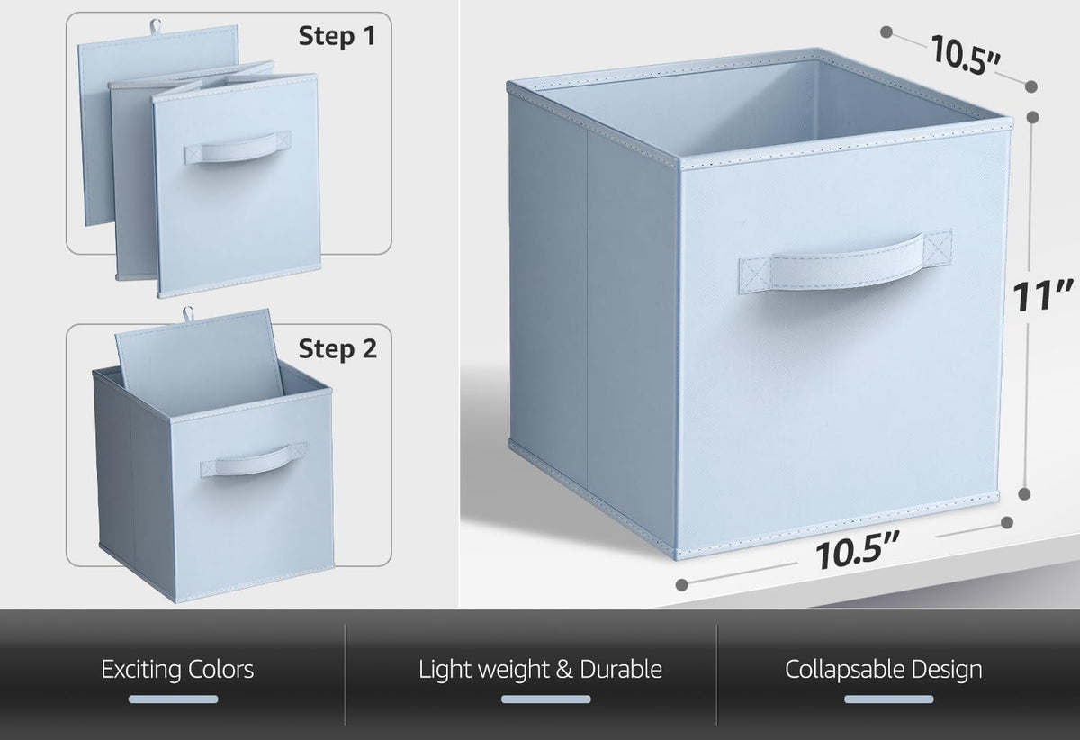 Fabric Storage Cubes, 8 Pack, with Handles (13 Inch, Green)