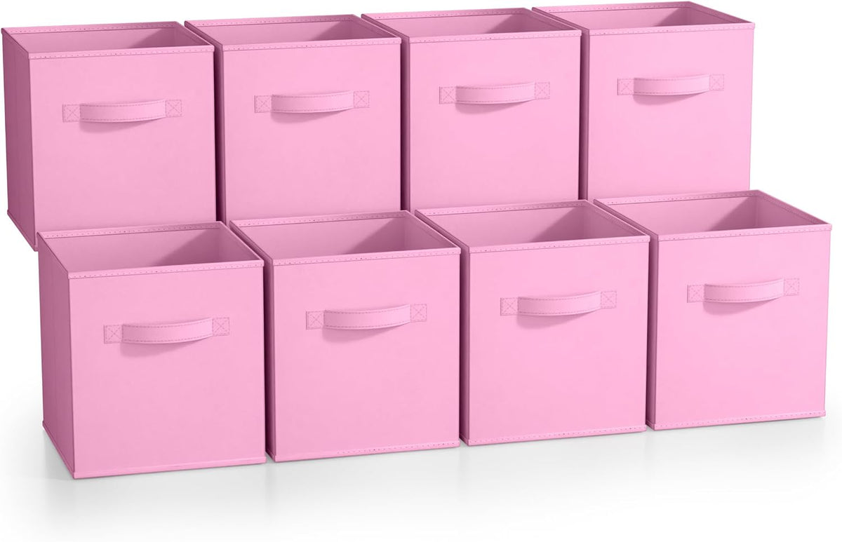 Fabric Storage Cubes, 8 Pack, with Handles (13 Inch, Green)
