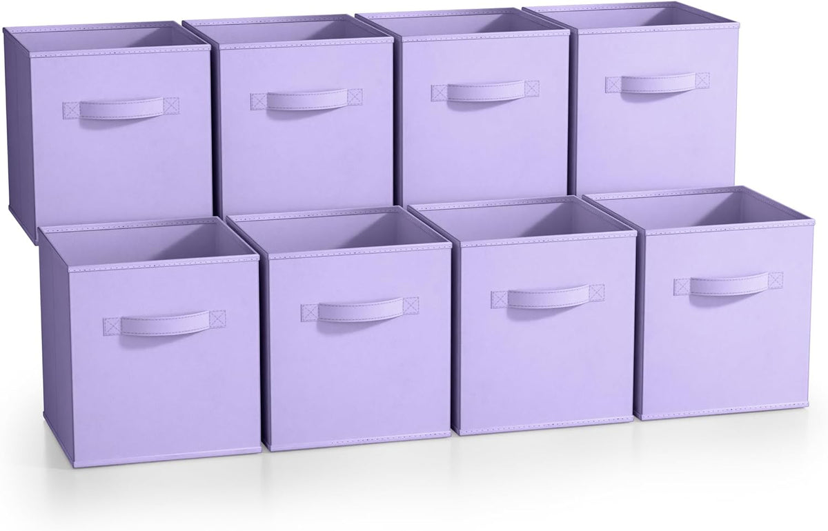 Fabric Storage Cubes, 8 Pack, with Handles (13 Inch, Green)