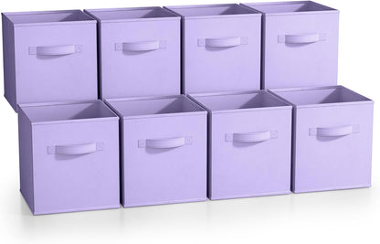 Fabric Storage Cubes, 8 Pack, with Handles (13 Inch, Green)