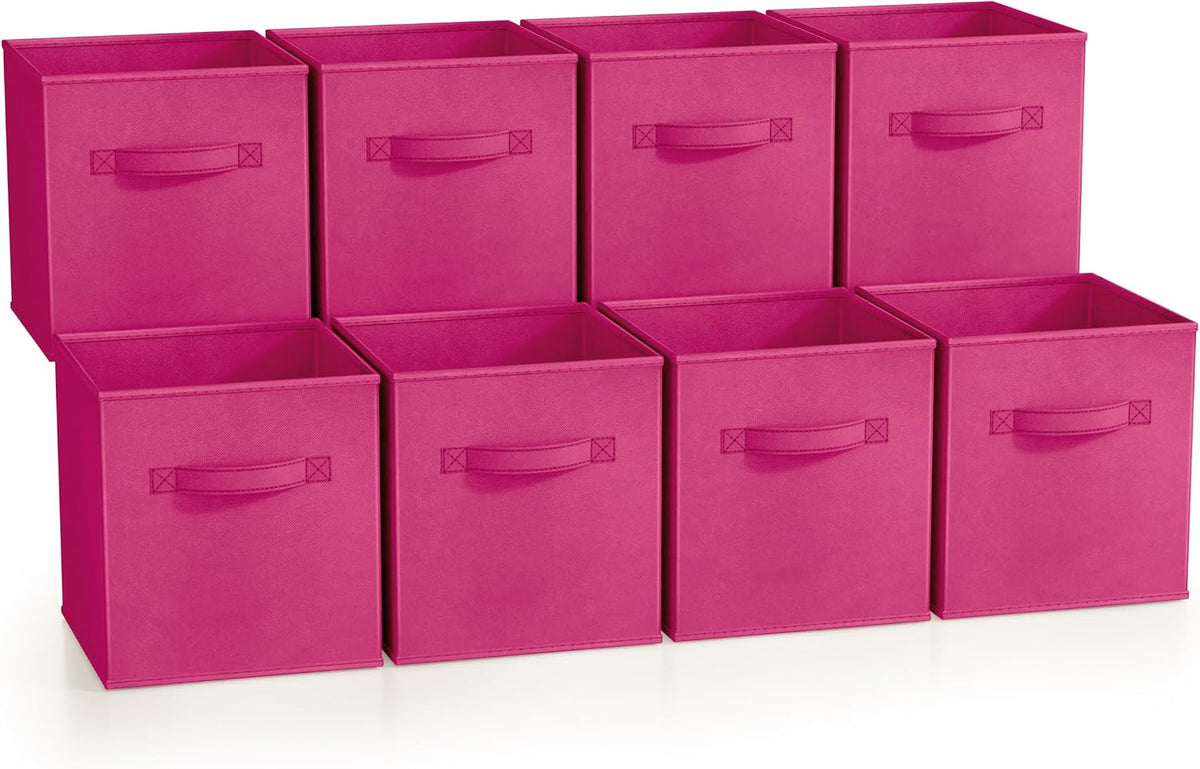 Fabric Storage Cubes, 8 Pack, with Handles (13 Inch, Green)