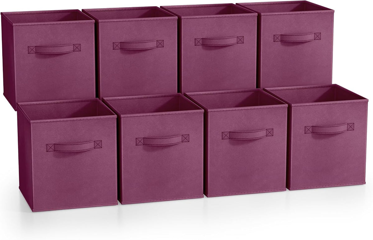 Fabric Storage Cubes, 8 Pack, with Handles (13 Inch, Green)