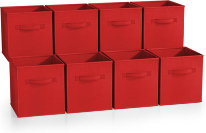 Fabric Storage Cubes, 8 Pack, with Handles (13 Inch, Green)