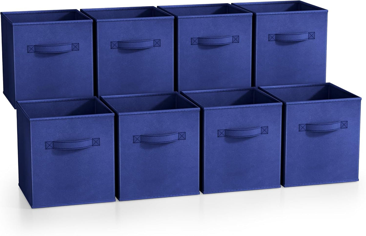 Fabric Storage Cubes, 8 Pack, with Handles (13 Inch, Green)